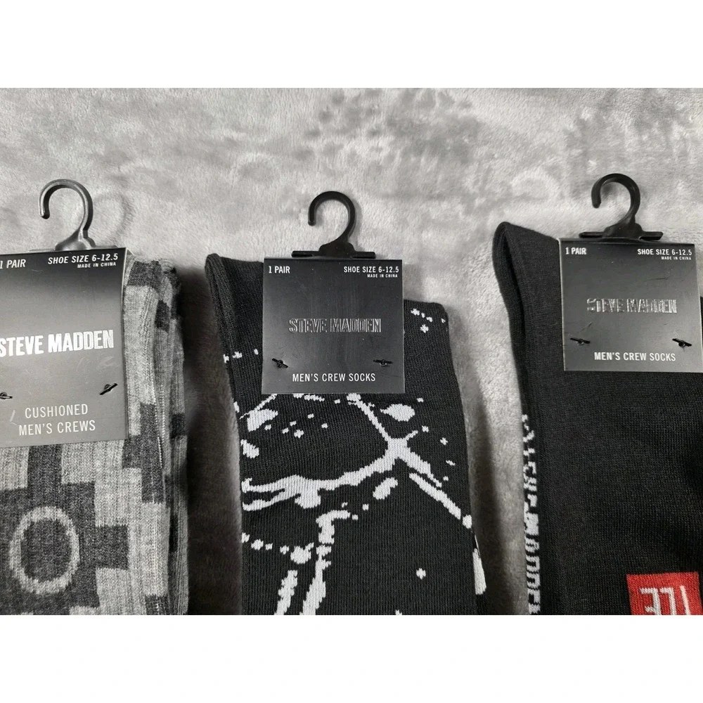 NWT‎ Steve Madden crew socks 6-12.5 3 pack Abstract/Hustle/Aztec